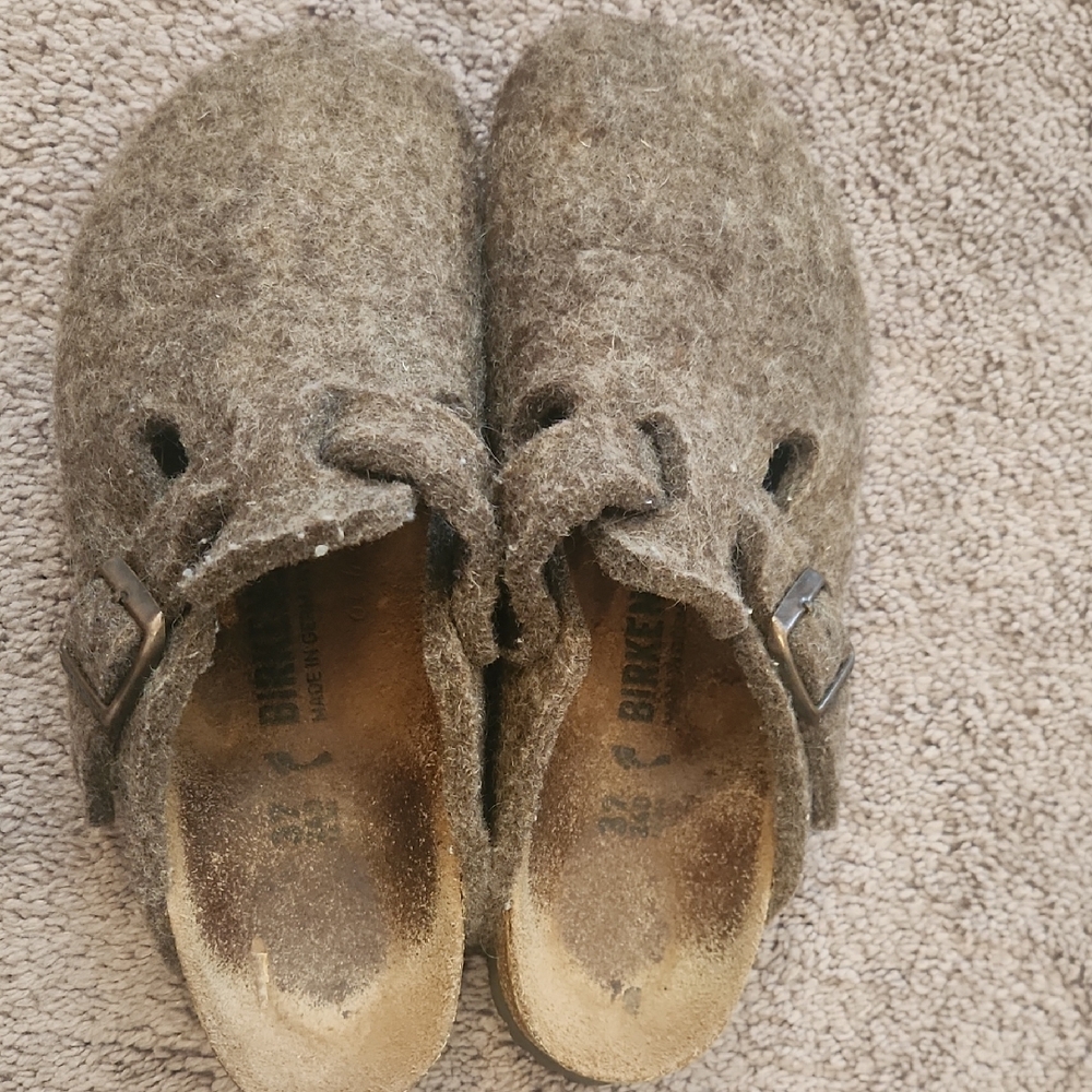 Birkenstock Brown Wool Clogs